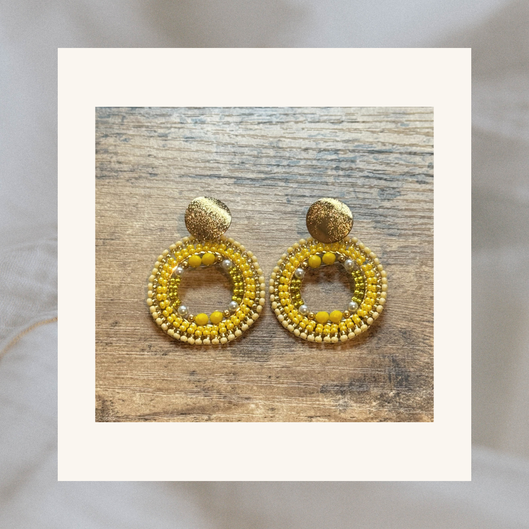 Shauna Yellow Beaded Earrings