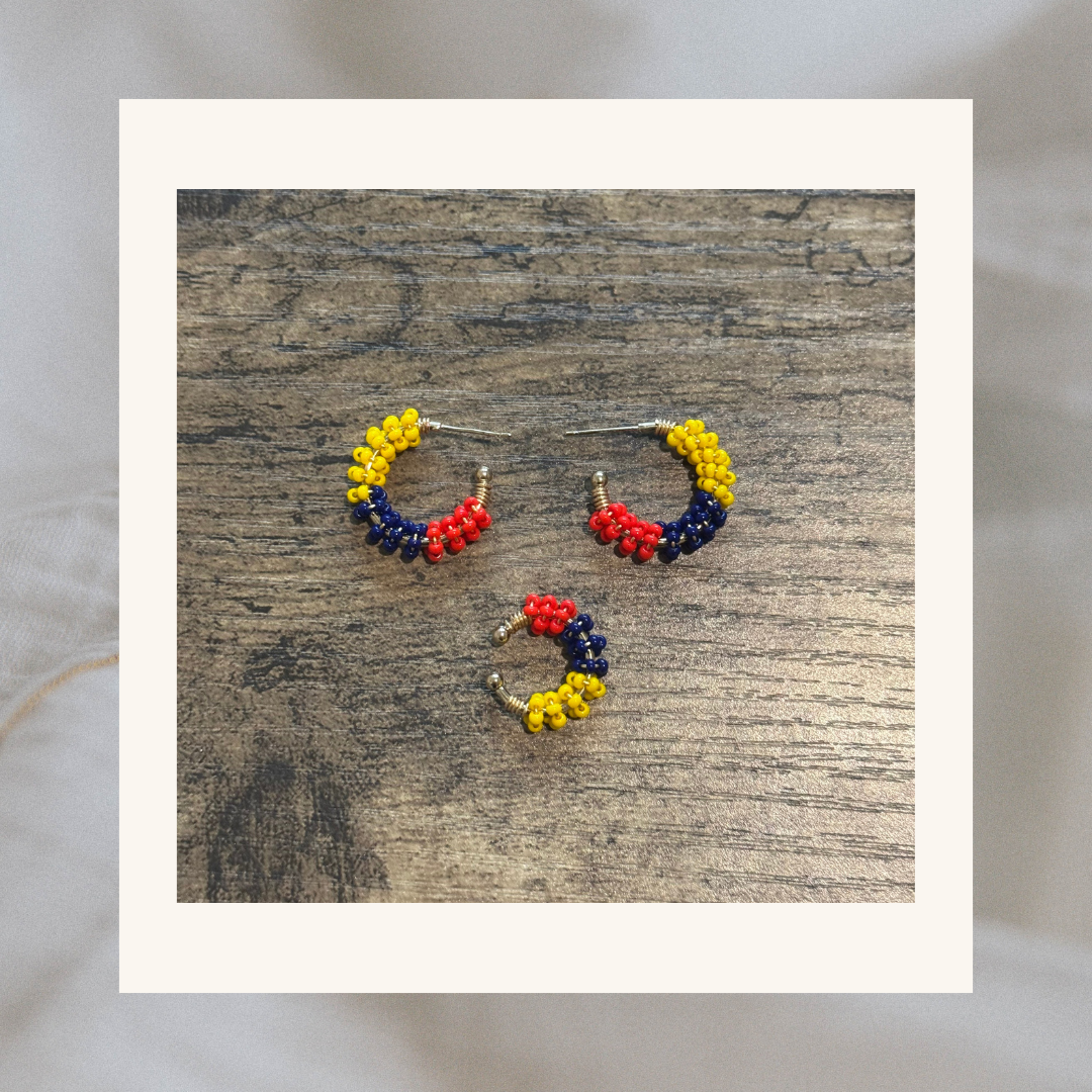Andrea Tricolor Small Beaded Earrings