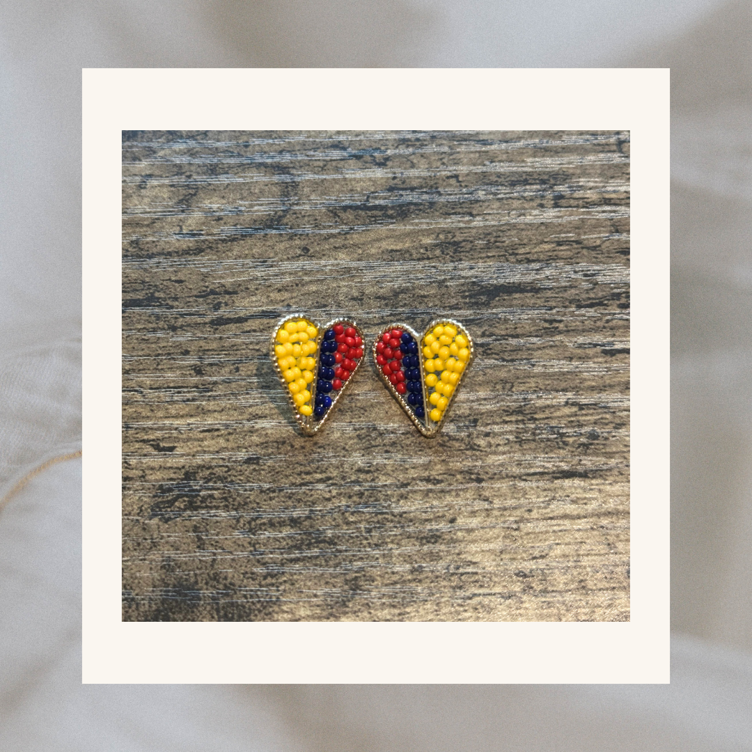 Catalina Tricolor Heart Beaded Earrings