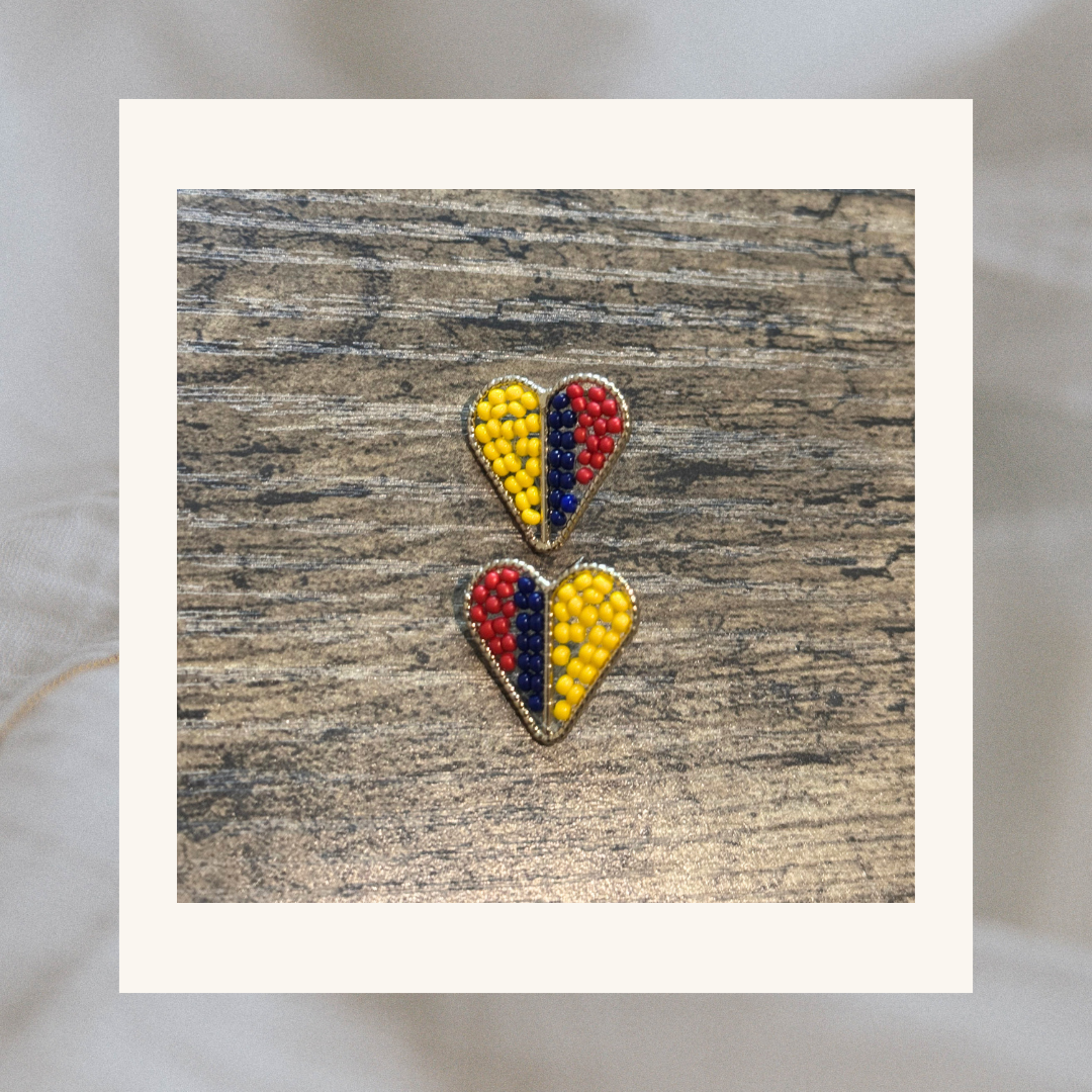 Catalina Tricolor Heart Beaded Earrings
