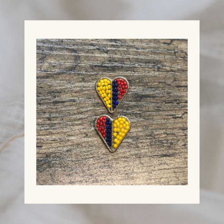 Catalina Tricolor Heart Beaded Earrings