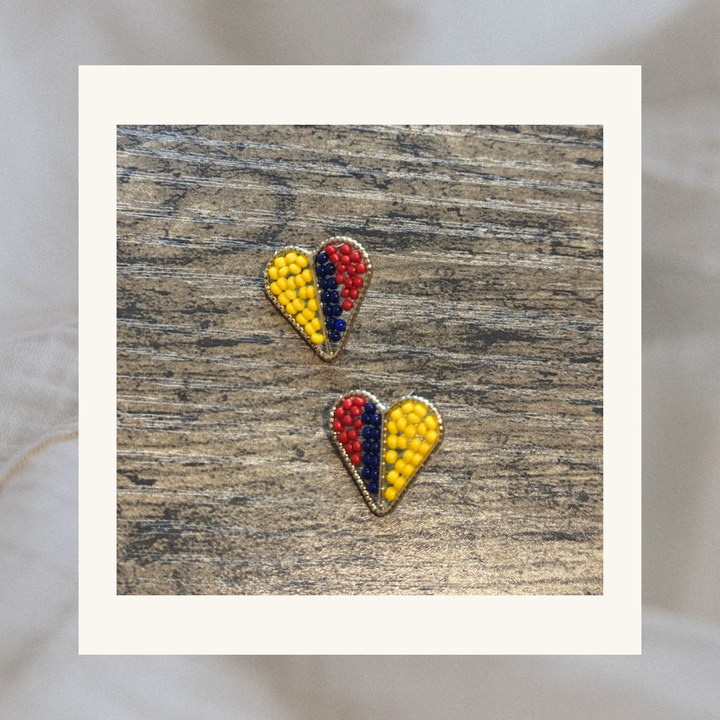 Catalina Tricolor Heart Beaded Earrings