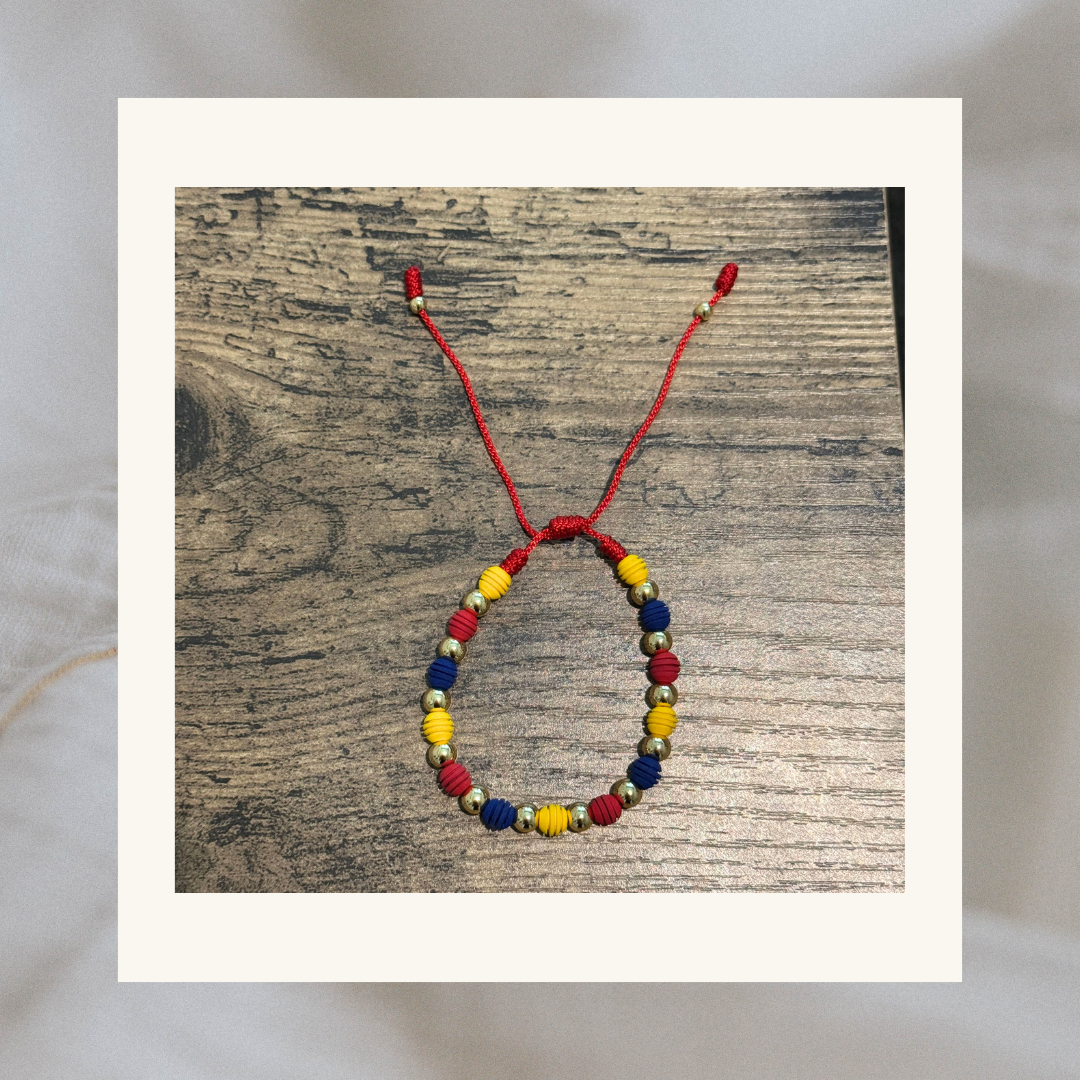 Colombian Flag Colors Neoprene Beaded Bracelets