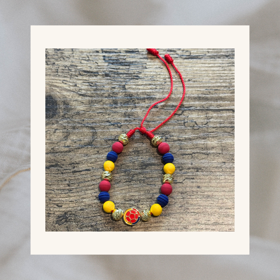 Colombian Flag Colors Neoprene Beaded Bracelets