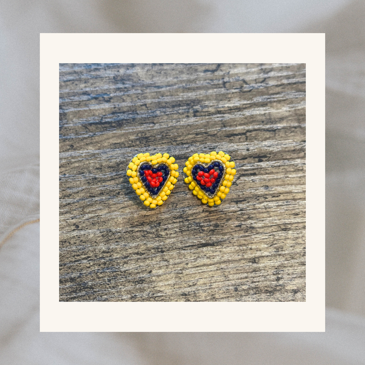 Emilia Tricolor Heart Beaded Earrings