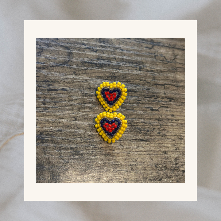 Emilia Tricolor Heart Beaded Earrings