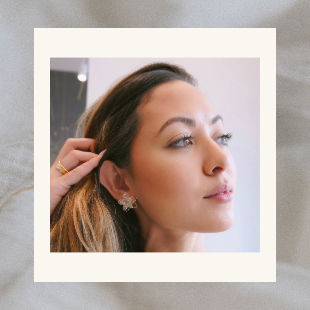 Flower Beaded Stud Earrings