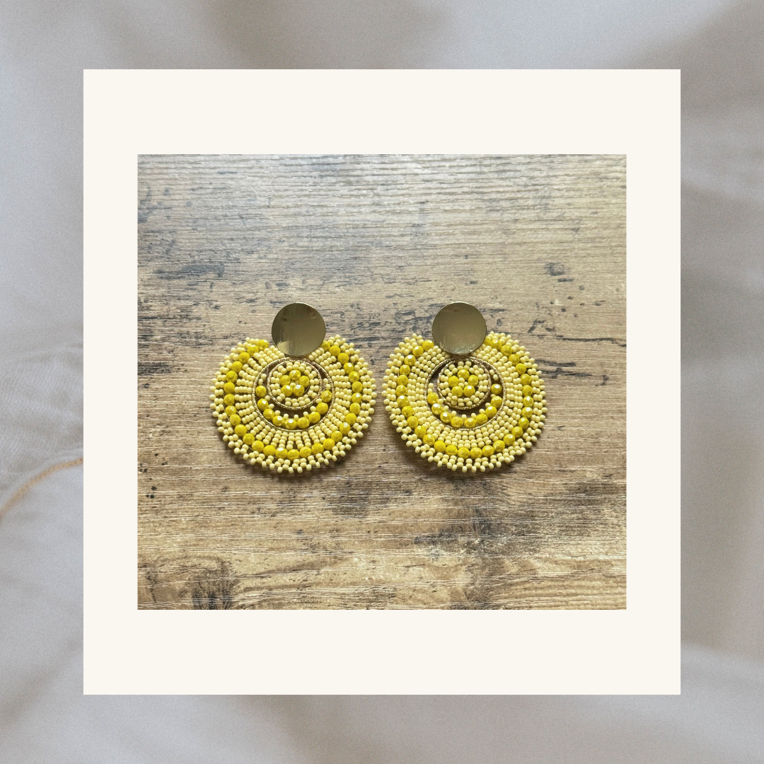 Briella Yellow Beaded Earrings