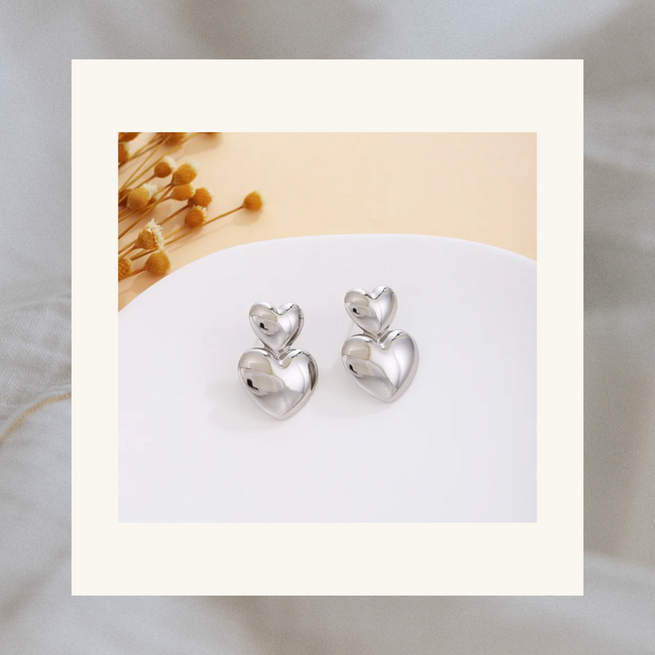 Hestia Silver Heart Drop Earrings