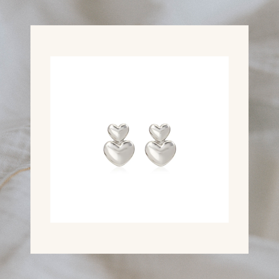 Hestia Silver Heart Drop Earrings