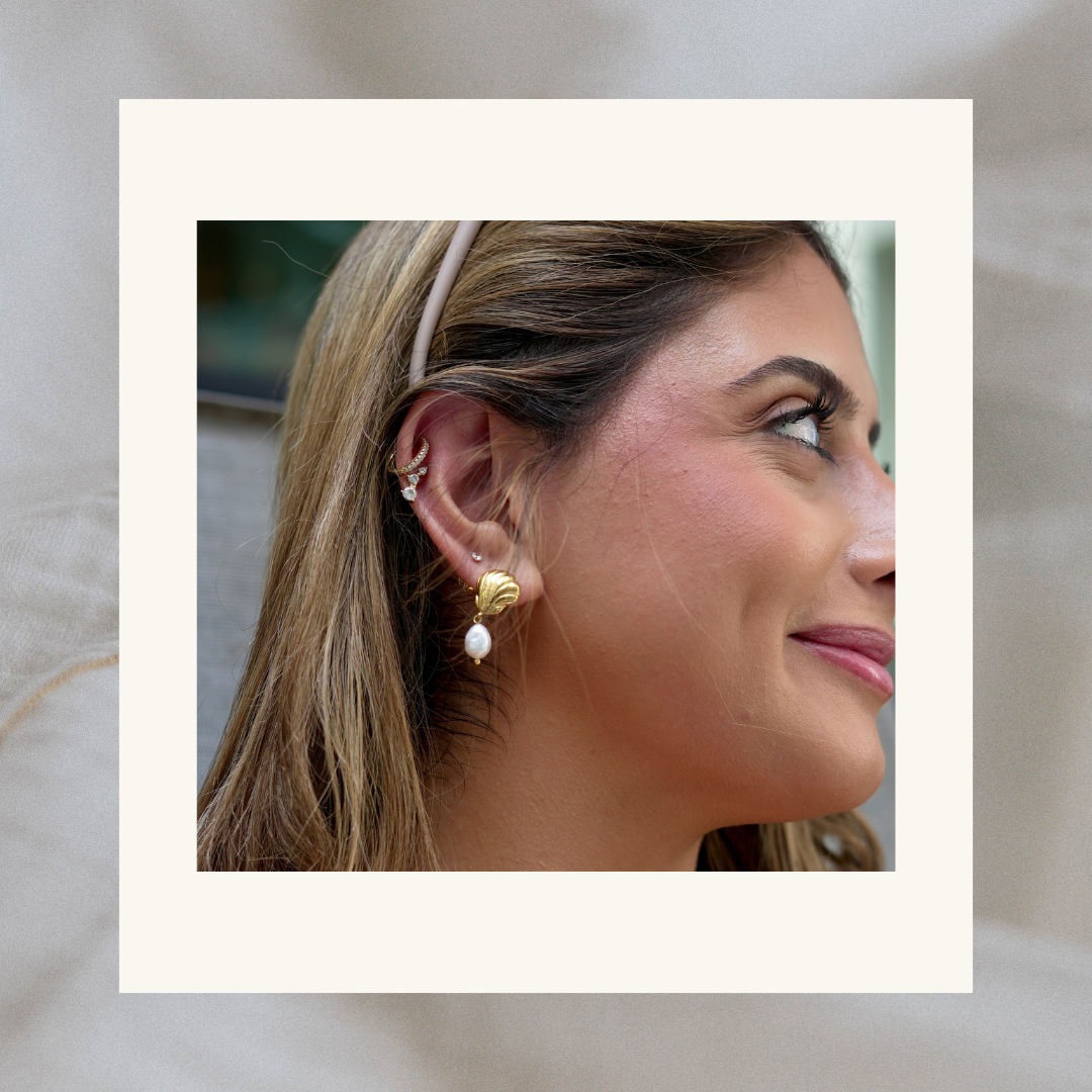Seashell Pearl Drop Earrings