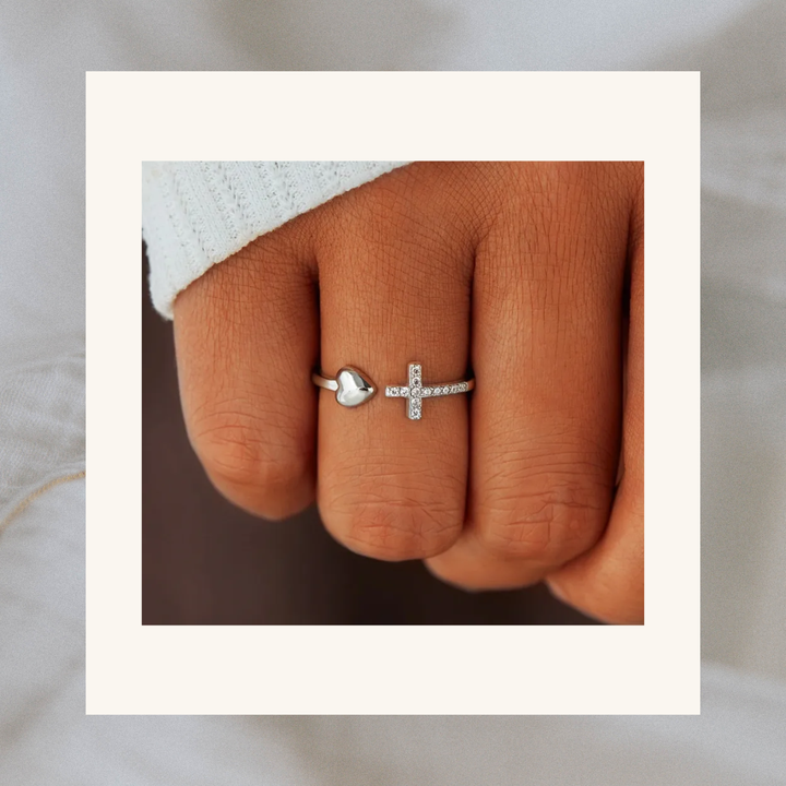 Heart Cross Ring Sterling Silver