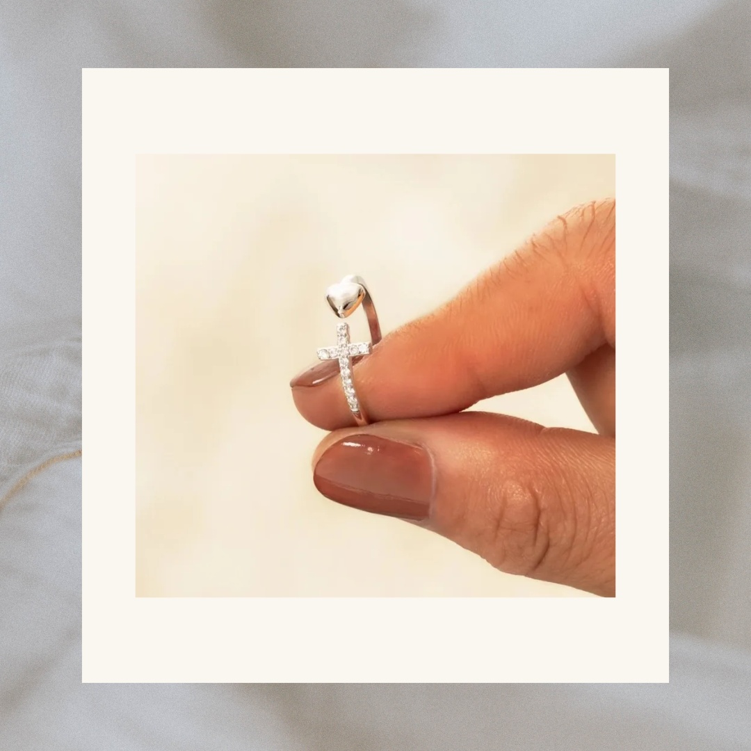 Heart Cross Ring Sterling Silver