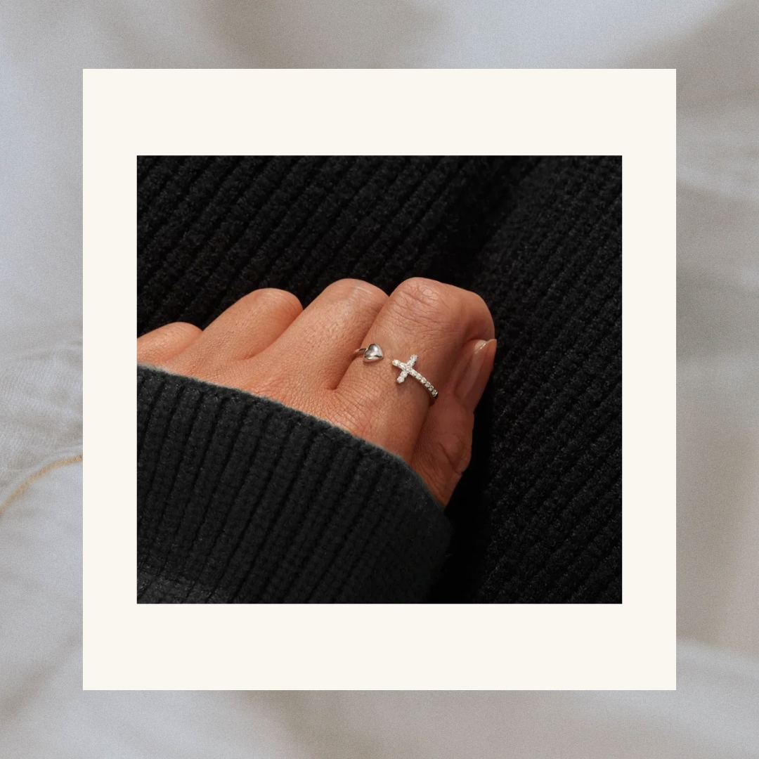 Heart Cross Ring Sterling Silver